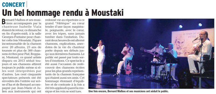 Dauphiné Libéré 27 Octobre 2015 - Moustaki St Paul